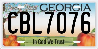 GA license plate CBL7076