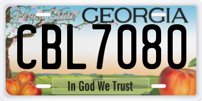 GA license plate CBL7080