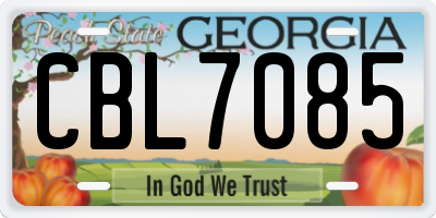 GA license plate CBL7085