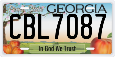 GA license plate CBL7087