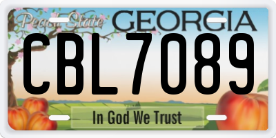 GA license plate CBL7089