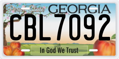 GA license plate CBL7092