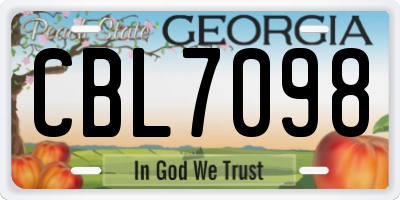 GA license plate CBL7098