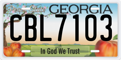 GA license plate CBL7103