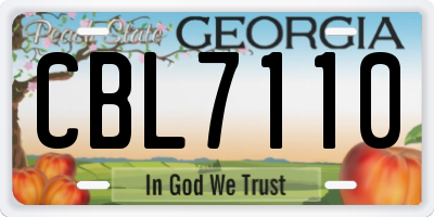 GA license plate CBL7110