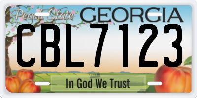 GA license plate CBL7123
