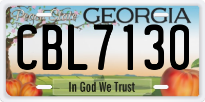GA license plate CBL7130