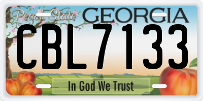 GA license plate CBL7133