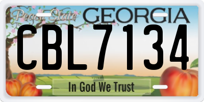 GA license plate CBL7134