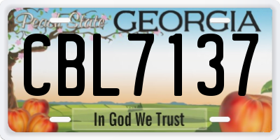GA license plate CBL7137