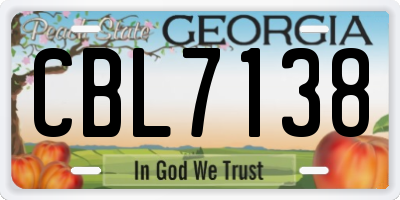 GA license plate CBL7138