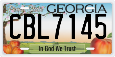 GA license plate CBL7145