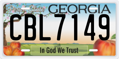 GA license plate CBL7149