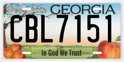 GA license plate CBL7151