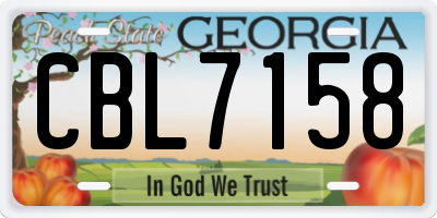 GA license plate CBL7158