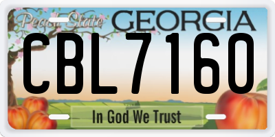 GA license plate CBL7160