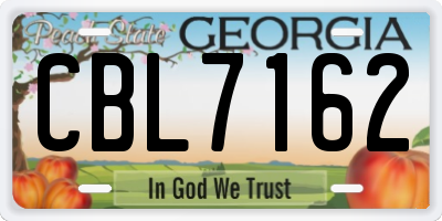 GA license plate CBL7162