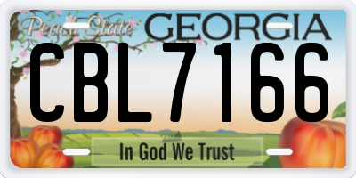 GA license plate CBL7166