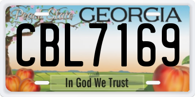 GA license plate CBL7169