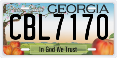 GA license plate CBL7170