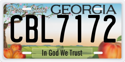 GA license plate CBL7172