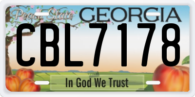 GA license plate CBL7178