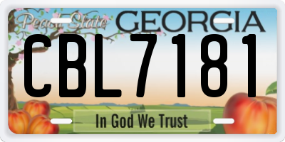 GA license plate CBL7181