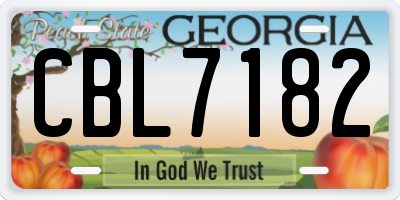 GA license plate CBL7182