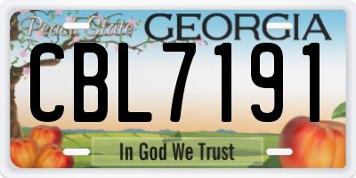 GA license plate CBL7191