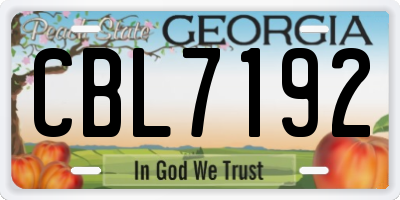 GA license plate CBL7192