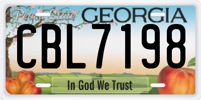 GA license plate CBL7198