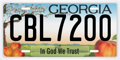 GA license plate CBL7200