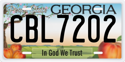 GA license plate CBL7202