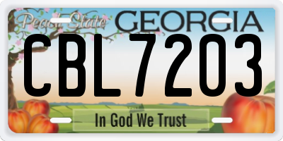 GA license plate CBL7203