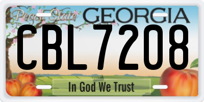GA license plate CBL7208