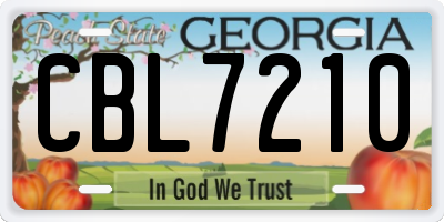 GA license plate CBL7210