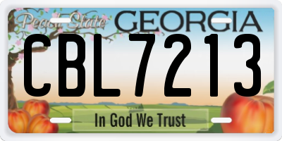 GA license plate CBL7213