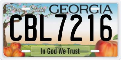 GA license plate CBL7216