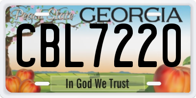 GA license plate CBL7220
