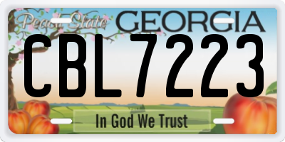 GA license plate CBL7223