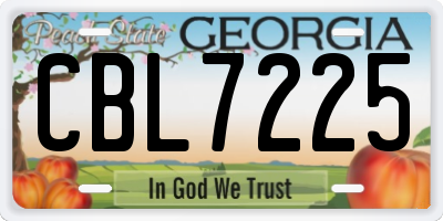 GA license plate CBL7225
