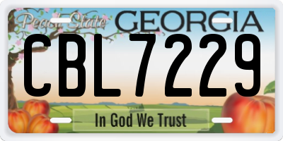 GA license plate CBL7229