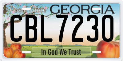 GA license plate CBL7230