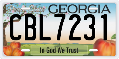 GA license plate CBL7231
