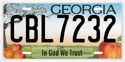 GA license plate CBL7232