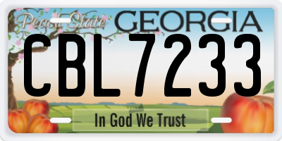 GA license plate CBL7233