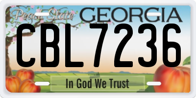 GA license plate CBL7236