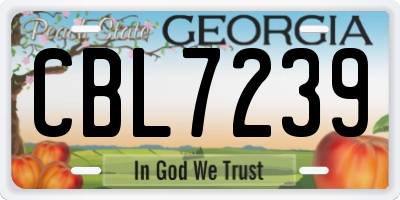 GA license plate CBL7239