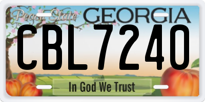 GA license plate CBL7240