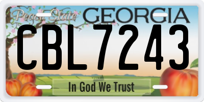 GA license plate CBL7243